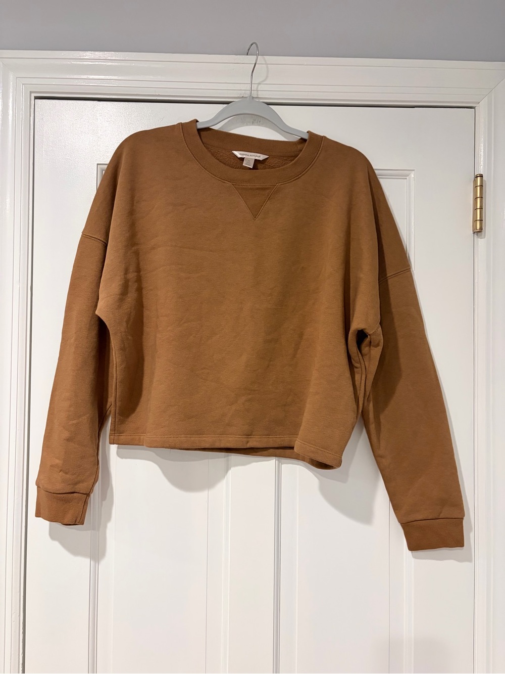 Banana Republic Cropped Crewneck Sweatshirt - Camel Brown